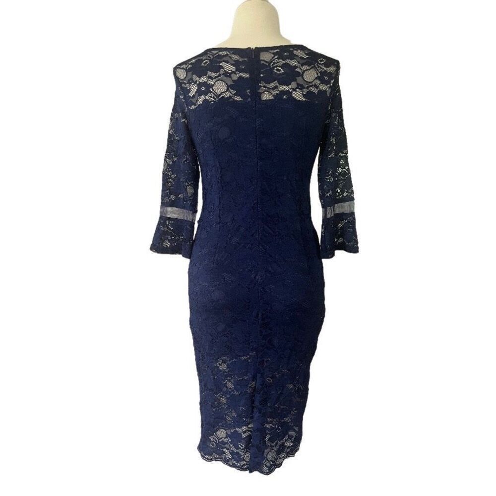 NWT Metisu Blue Lace Cutout Sheath Midi Dress Women’s Large - Picture 3 of 8